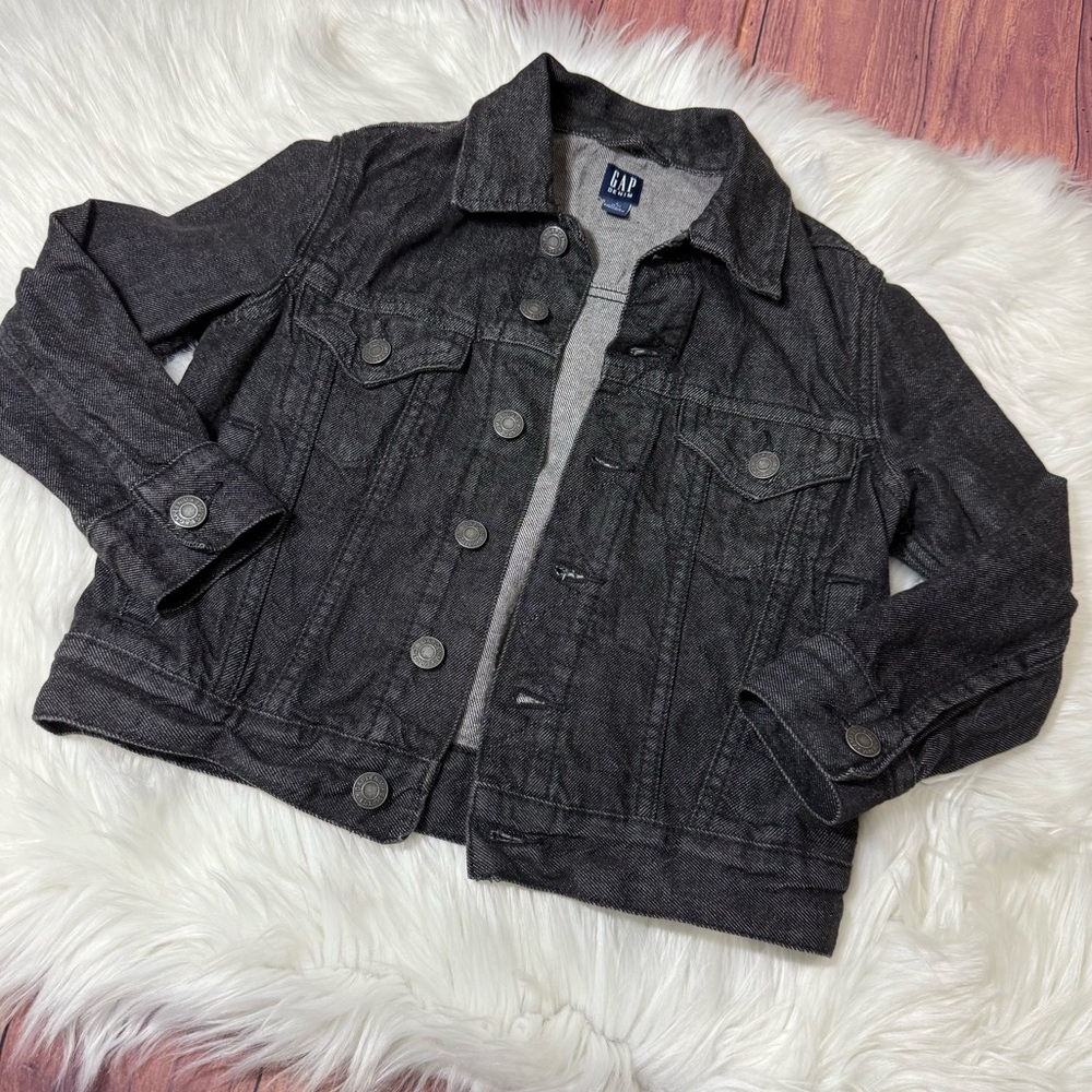 GAP Youth Boy Size Small (6-7) Denim Black Button Down Jacket
